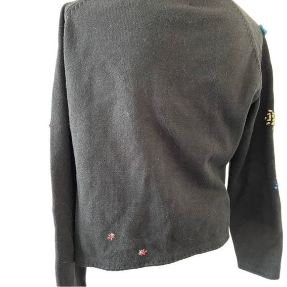 Michael Simon Cardigan Spring Gardener Sweater Wearable Art Black Small vintage - Picture 9 of 13
